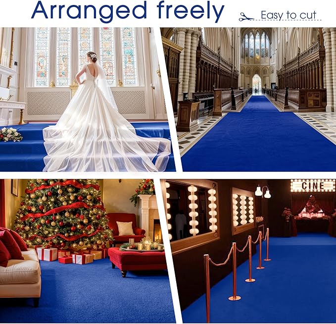 Royal Blue Carpet Runner for Party,140GSM 2.62FTx15FT Carpet Party Decorations, Royal Blue Runway Rug for Prom Felt Non-Woven Fabric,Runner for Wedding Ceremony