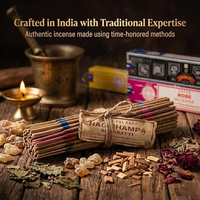 Satya Incense Gift Set Nag Champa, Super hit, Dragon's Blood, Frankincense, Patchouli, Rose, Divine Essensce, 15 g (Divine)