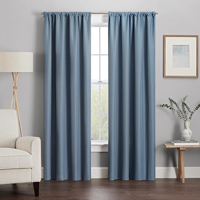 ECLIPSE Kendall Modern Blackout Thermal Rod Pocket Window Curtain for Bedroom or Living Room (1 Panel), 42" x 54", Slate
