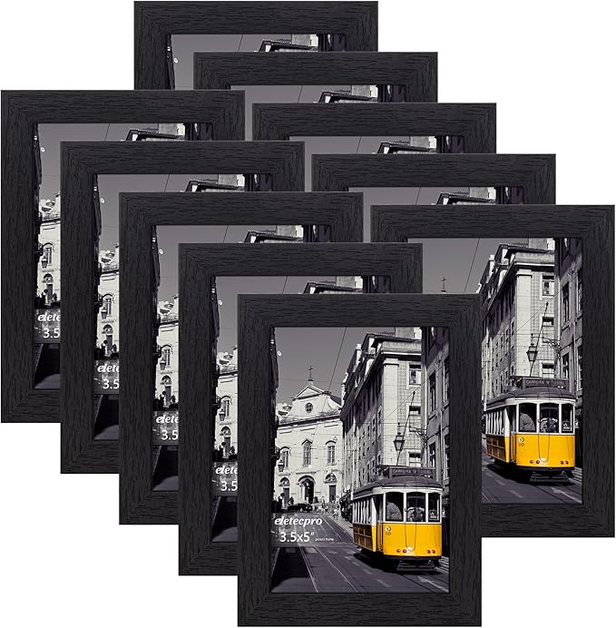 eletecpro 3.5x5 Picture Frames Set of 10, Picture Frame Collage Wall Decor Display 3.5x5 Photo, Home Decor Gallery Frame for Table Top or Wall Mounting, Black