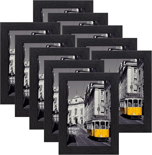 eletecpro 3.5x5 Picture Frames Set of 10, Picture Frame Collage Wall Decor Display 3.5x5 Photo, Home Decor Gallery Frame for Table Top or Wall Mounting, Black