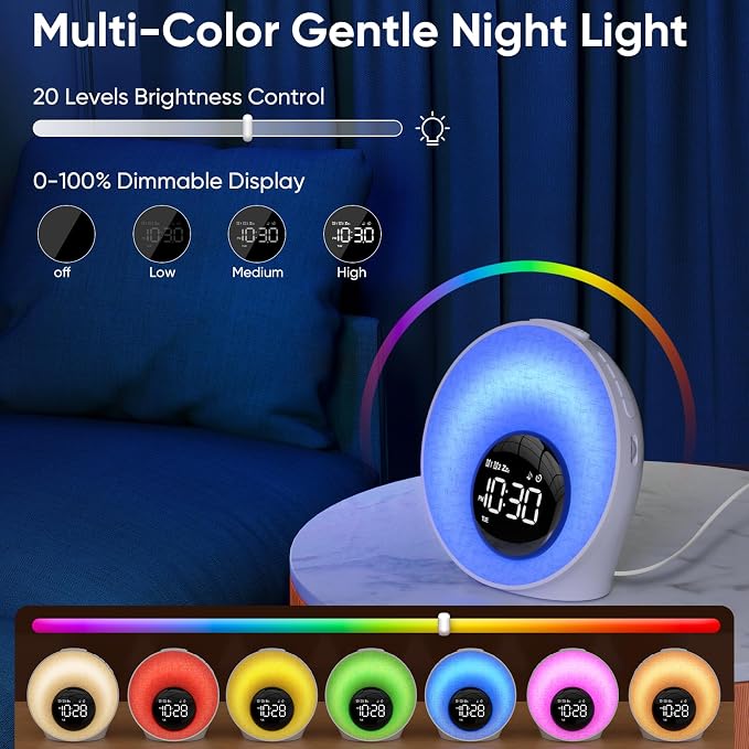 AFEXOA Sunrise Alarm Clock with Wake Up Light & White Noise Machine - Image 5