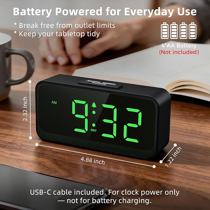 Battery Operated Small Alarm Clock: Compact Cordless Design - Image 3
