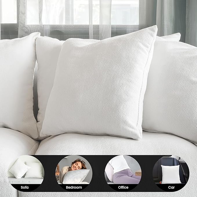 Foamily Throw Pillow Insert 18x18 (Set of 4) Premium Decorative Pillows for Couch, Bed & Living Room, Soft Fluffy Throw Pillows for Couch, Pillow Inserts for Home Decor