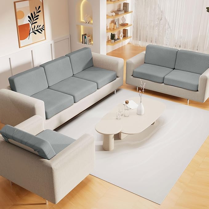 hyha Waterproof Sectional Couch Covers, Non Slip Sofa Couch Cushion Covers L Shape, Thick Stretch Jacquard Fabric, Washable Sofa Slipcovers with Elastic Bottom (1 Piece for Chaise XL, Light Grey)
