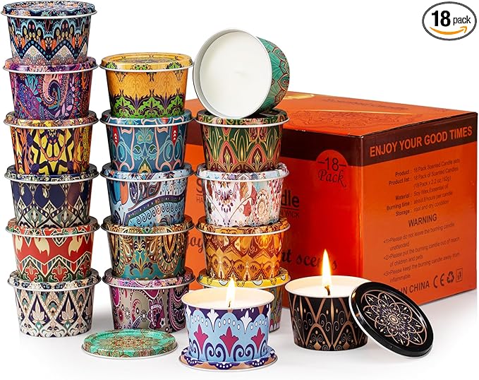 Scented Candles Set, 18 Pack(40oz) Travel Soy Wax Candles Bulk, Long Lasting Aromatherapy Candle Gift Set for Women, Home Fragrance, Valentine's Day,Relaxation & Stress Relief