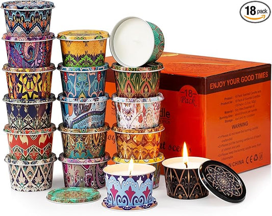 Scented Candles Set, 18 Pack(40oz) Travel Soy Wax Candles Bulk, Long Lasting Aromatherapy Candle Gift Set for Women, Home Fragrance, Valentine's Day,Relaxation & Stress Relief
