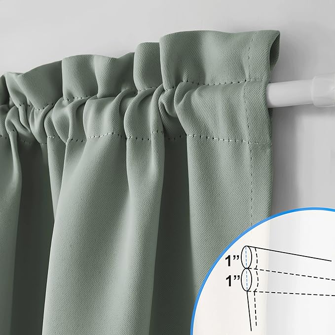 NICETOWN Window Door Curtain Blackout Christmas French Door Panel Thermal Insulated Room Darkening Curtain with Rod Pocket, Energy Efficient Privacy Assured, 1 Panel, 54" x 72", Greyish Green