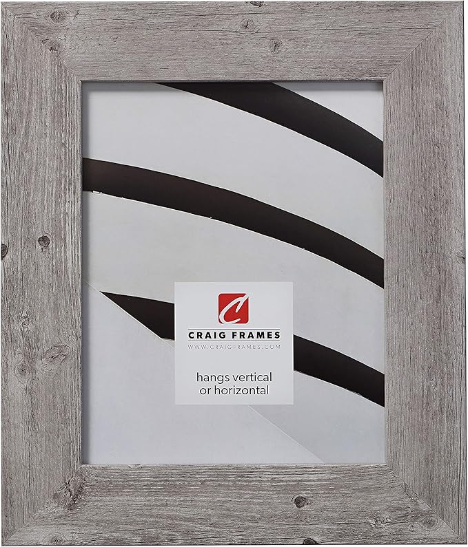 Craig Frames American Barn, Faux Barnwood Picture Frame, Light Grey Oak, 20 x 26 Inch