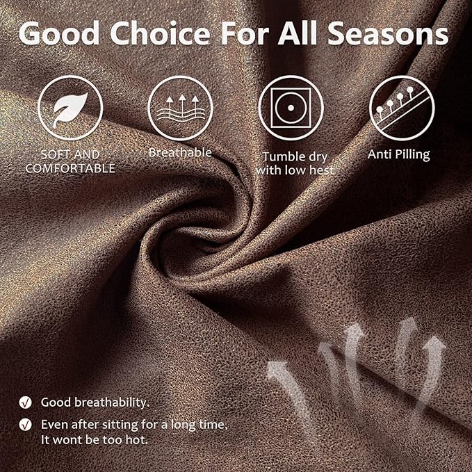 ANARACHON Loveseat Recliner Cover Leather Look Recliner Loveseat Covers Recliner Sofa Cover for 2 Seater Reclining Couch Spandex Fabric Washable 6 Pieces (2 Seater, 01 Brown)