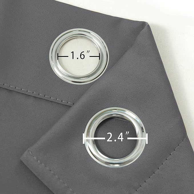LEMOMO Grey Blackout Curtains/52 x 72 Inch/Set of 2 Panels Thermal Insulated Room Darkening Curtains for Bedroom