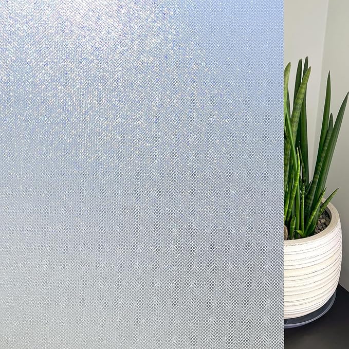 KESPEN Frosted Window Privacy Film Heat Control UV Sun Blocking Glass Stickers Static Cling Non Adhesive Door Coverings Decals for Bathroom Home Office, Sparkling, 23.6 Inch X 13.1 Feet