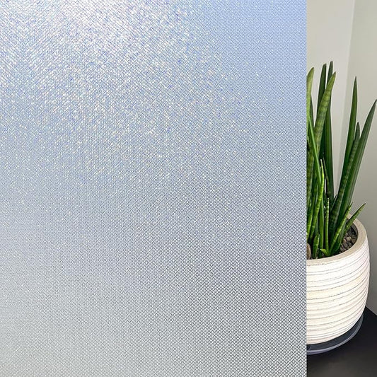 KESPEN Frosted Window Privacy Film Heat Control UV Sun Blocking Glass Stickers Static Cling Non Adhesive Door Coverings Decals for Bathroom Home Office, Sparkling, 29.5 Inch X 13.1 Feet