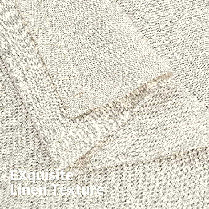 YoungsTex Linen Curtains 40 Inches Long, Short Drapes Light Filtering with Grommet Beige Natural Privacy for Bathroom Kitchen Windows, 42 X 40 Inch, 2 Panels