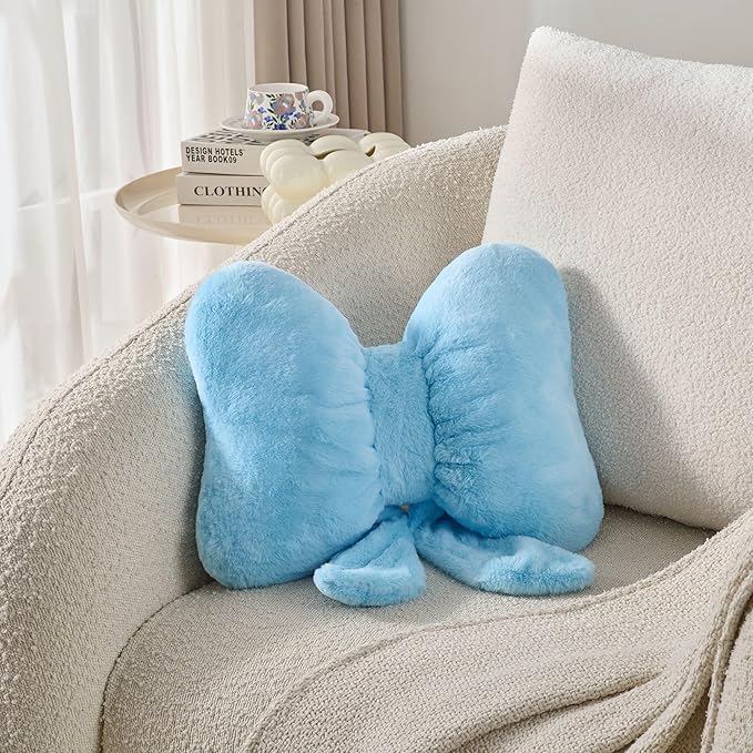 Bow Pillow Throw Pillows Butterfly Shaped Decorative Cute Pillows for Bed Sofa Cute Home Decor,Blue 10 * 8inch