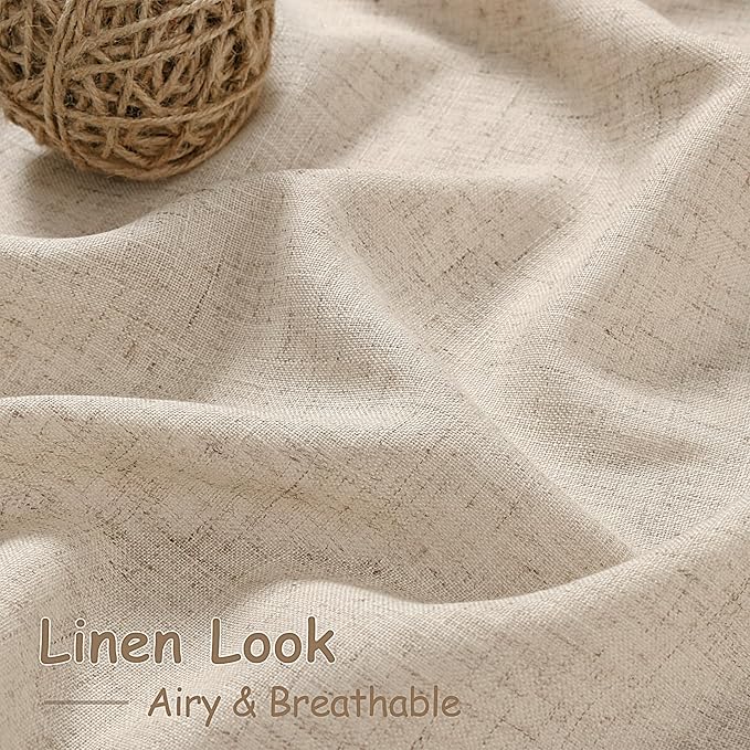 Grey Flax Linen Curtains 108 Inches Long for Living Room Light Filtering Mordern Boho Sheer Curtains Back Tab and Rod Pocket Long Floor to Ceiling High Window Curtain for Bedroom 52x108, 2 Panels