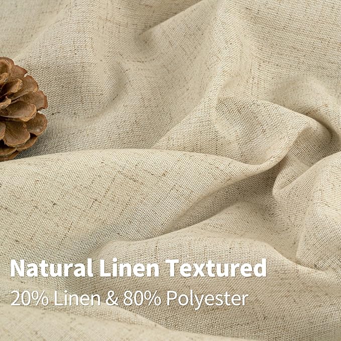 YoungsTex Burlap Linen Curtains 45 Inch Length for Short Window, Light Filtering Drapes with Grommet Privacy for Bedroom Living Room Window, 2 Panels, 52 X 45 Inch