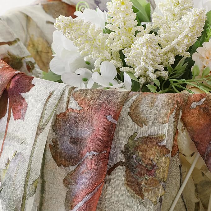 OWENIE Printed Sheer Curtains 108 Inches Extra Long 2 Panels Set, Sheer Floral Curtains Printing Drapes on Sheers for Living Room Bedroom, Rod Pocket Light Filtering Window Sheers 51" W x 108" L