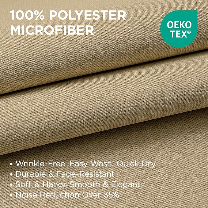 Joydeco Blackout Curtains 95 Inch Length 2 Panels Set, Thermal Insulated Long Curtains& Drapes 2 Burg, Room Darkening Grommet Drapes for Living Room Bedroom Window (W52 x L95 Inch, Beige)
