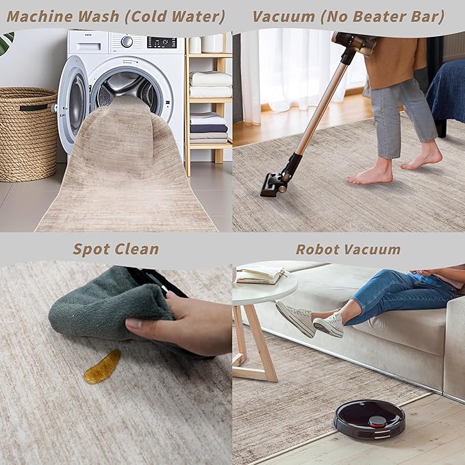 3x10 ft Hallway Runner Rug – Non-Slip Washable Long Carpet Runner for Kitchen, Indoor Entryway & Bathroom, Modern Neutral Solid Low Pile Wide Floor Mat (Taupe Beige,3x10)