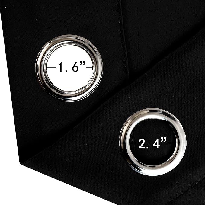 LEMOMO Black Thermal Blackout Curtains/52 x 54 Inch/Set of 2 Panels Room Darkening Curtains for Bedroom