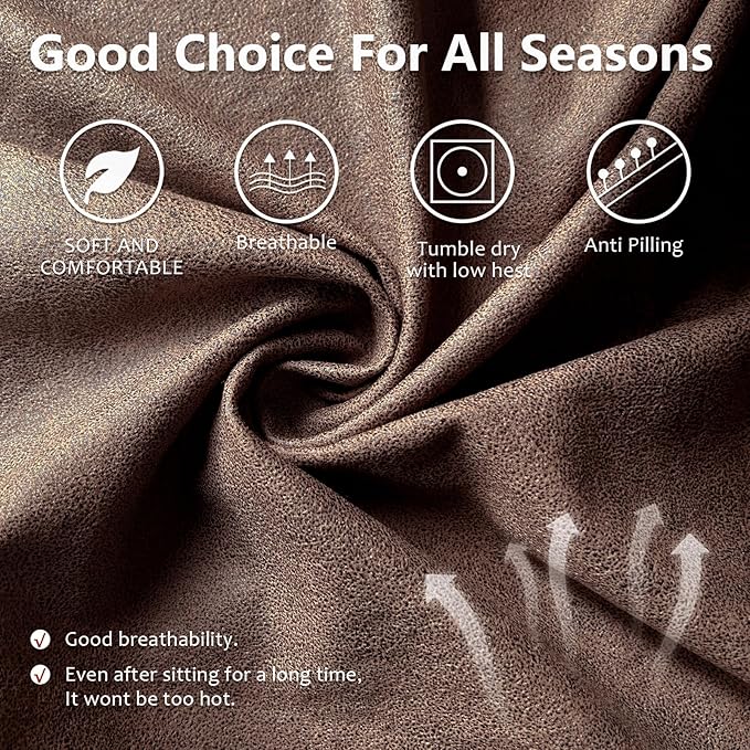 ANARACHON Recliner Chair Covers Leather Like, 4 Pieces Recliner Cover, Furniture Protector - Washable Soft Sofa Slipcover for Pets Kids (Brown)