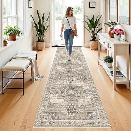 RUUGME 2x8 Runners for Hallways - 8ft Long Floor Runner for Kitchen, Entryway Indoor Ultra Thin Low Pile Home Decor Floor Mat 2x8 Beige