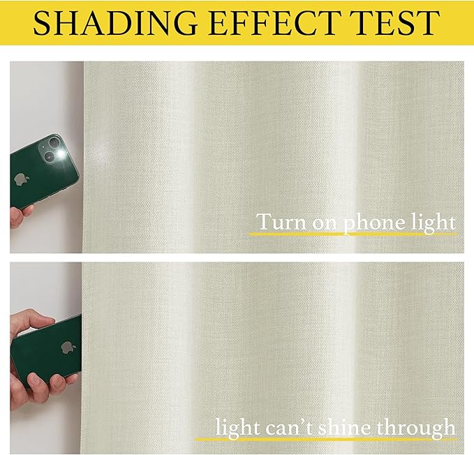 NICETOWN 36 inches Long Curtains for Short Window, Farmhouse Faux Linen Kitchen Valances for Cabinet, Small Tiers for Bathroom Window Covering, 2 Panels, 34" W x 36" L, Natural