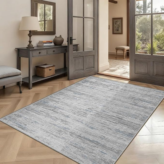 4x6 Rug - Stain Resistant Abstract Washable Rugs, Anti Slip Area Rugs for Living Room,Modern Low Pile Carpet with Rubber Backing Home Decor Small Area Rug