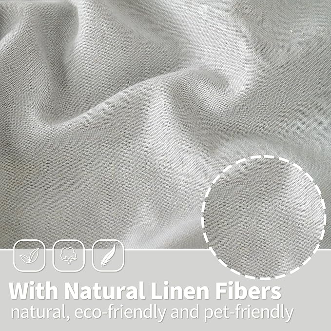 YoungsTex Grey Linen Semi Sheer Curtains 63 Inches Length for Living Room, Light Filtering Window Drapes with Grommet No See Through Privacy for Bedroom, 2 Panels, 42 X 63 Inch