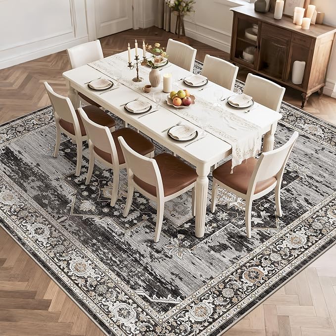 RUUGME Washable 11X11 Area Rugs - Large Rugs for Living Room Soft Stain Resistant Carpet for Married Woman in Bedroom Kitchen with Non Slip Backing Home Decor Floor 11x11 Black