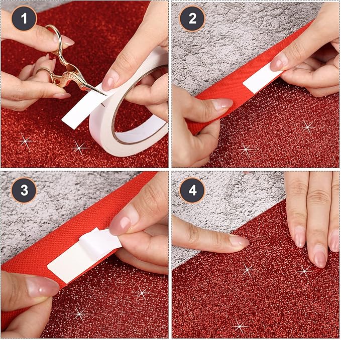 Tatuo Carpet Runner 2.46 x 30 ft Runway Rug 55 GSM Thickness with Carpet Tape for Prom Graduation Wedding Outdoor Indoor Hallway Movie Party Decoration Rug(2.46 x 30 Feet,Glitter Red)