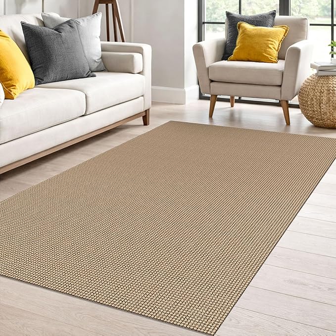 IOHOUZE Washable Area Rug 4x6 Non Slip Rubber Backed Woven Indoor Outdoor Rugs for Entryway Bedroom Rug Kitchen Floor Throw Carpet for Entrance Living Room, Orange/Tan/Brown