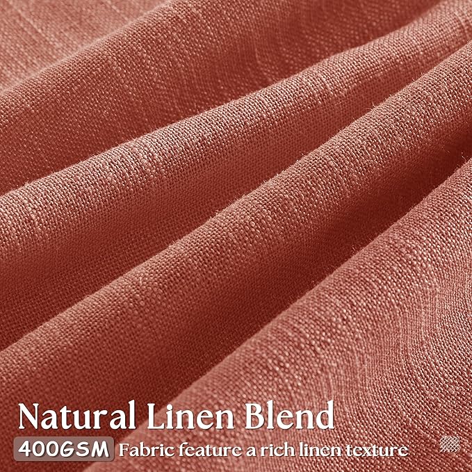 Farmhouse Terracotta Linen Curtains 102 Inches Long for Living Room Pinch Pleated Drape with Hooks Rings for Track System Light Filtering 102 Inch Curtain for Bedroom Sliding Patio Door 2 Panels