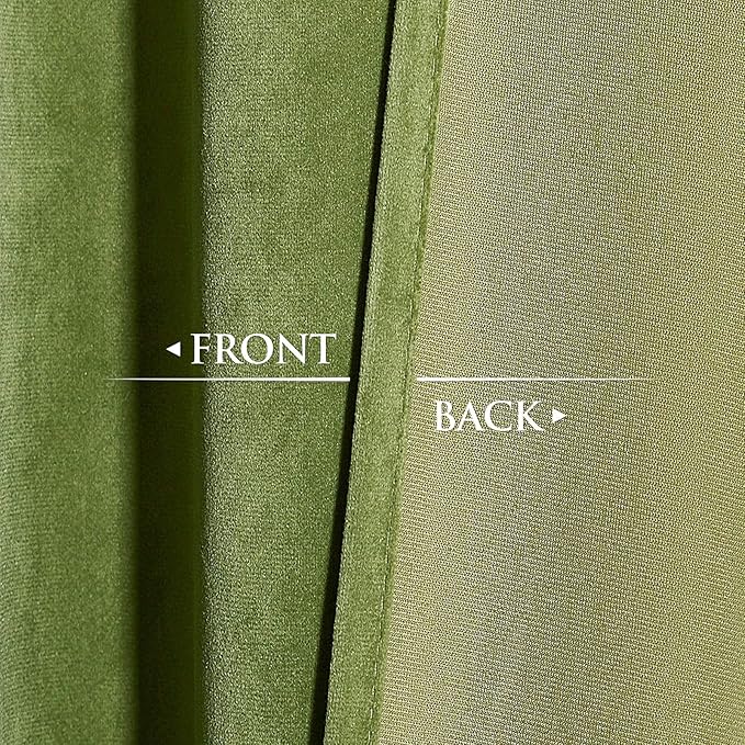 StangH Velvet Curtains Blackout - 96 inches Length Grass Green Curtains for Home Holiday Decor, Room Darkening Thermal Insulated Grommet Window Treatment Set for French Foyer Door, W52 x L96, 2 Panels