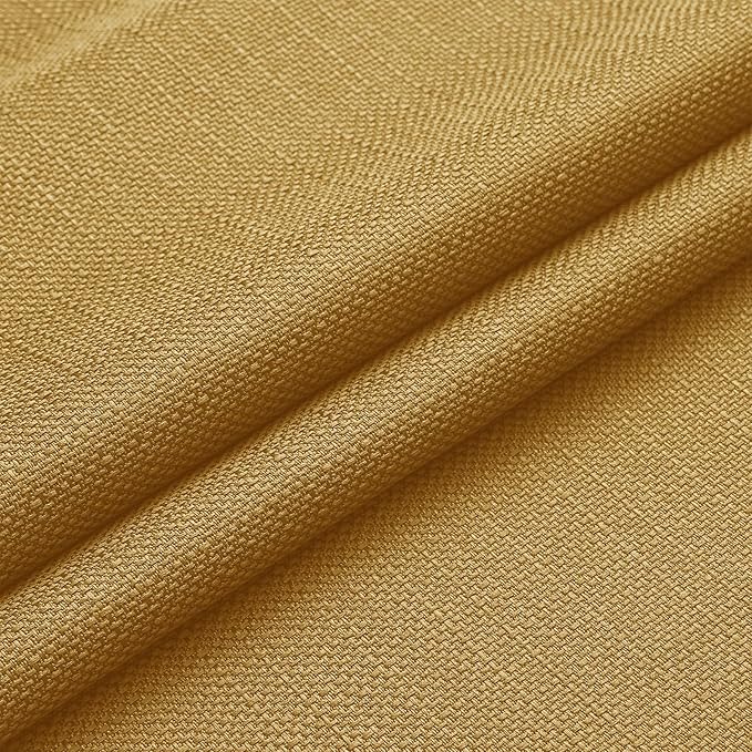 Chyhomenyc Gold Curtains 63 Inch Length 2 Panels, Faux Linen Textured Semi Sheer Light Filtering Soft Airy Rod Pocket Window Treatment Drapes for Living Room Bedroom, Each 40" Wx63 L