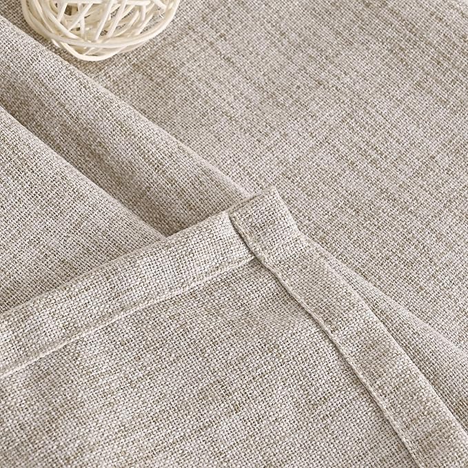 YoungsTex Extre Long Linen Curtains 102 Inch Long for Living Room Linen Textured with Bronze Grommet Burlap Drapes Light Filtering, Natural, 2 Panel, 52 X 102 Inch