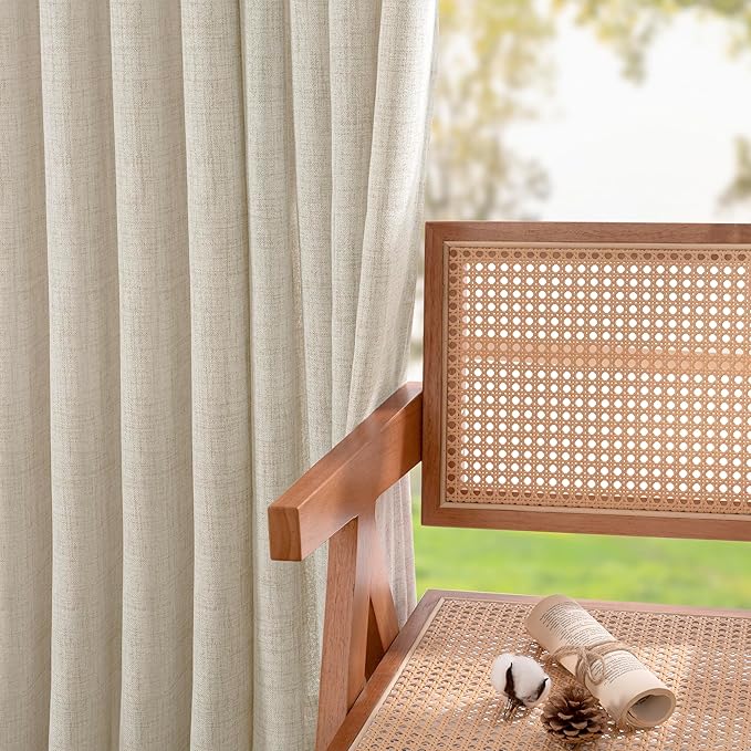 YoungsTex Linen Cafe Curtains 36 Inch Length 2 Panels, Short Half Window Drapes Light Filtering with Bronze Grommet Privacy for Bathroom Kitchen Window Decorative, 34 x 36 Inch