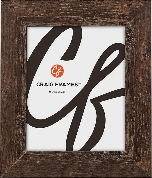 Craig Frames American Barn, 10x16 Picture Frame, Faux Barnwood, Brown Oak