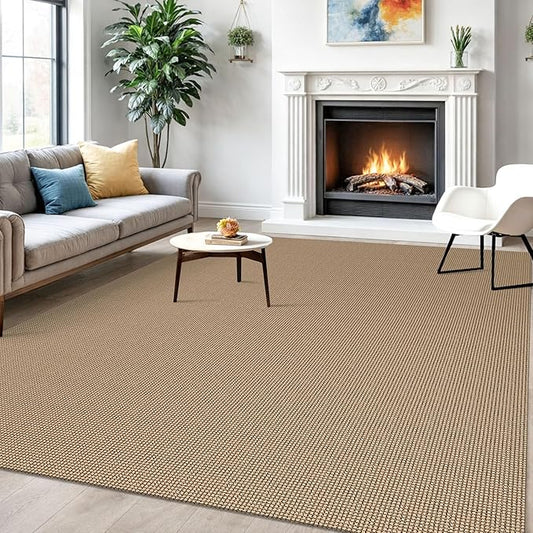 IOHOUZE Washable Area Rug 6x9 Non Slip Rubber Backed Woven Rugs for Living Room, Dining Room Rugs Bedroom Rug, Floor Carpet for Living Room Nursery Office, Orange/Tan/Brown