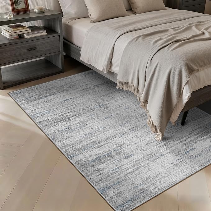 4x6 Rug - Stain Resistant Abstract Washable Rugs, Anti Slip Area Rugs for Living Room,Modern Low Pile Carpet with Rubber Backing Home Decor Small Area Rug