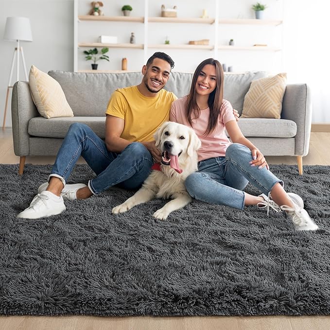 Noahas Extra Large 9x12 Area Rugs for Living Room,Fluffy Dark Grey Bedroom Rug,Big Thick Plush Shag Non-Skid Soft Shaggy Throw Carpet
