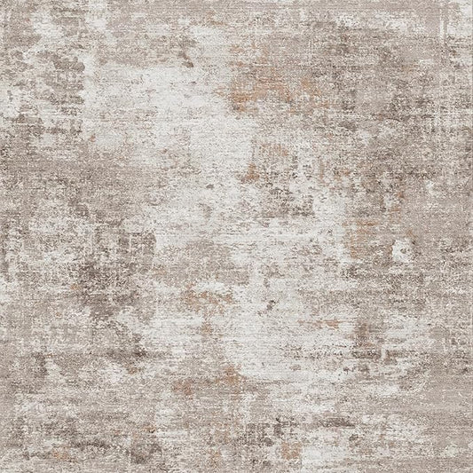 3x3 Square Entryway Rug Washable – Non-Slip Small Area Rug for Kitchen or Bathroom, Soft Low-Pile Indoor Mat, Modern Abstract Thin Door Carpet (Beige Grey)