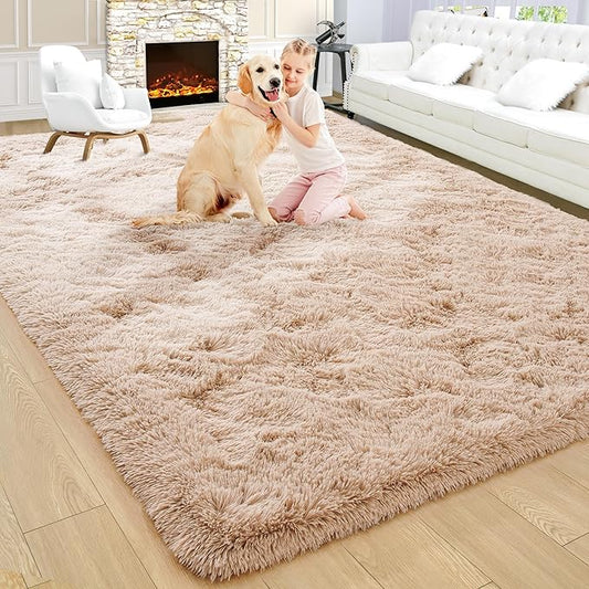 Noahas Large Fluffy Beige 6x9 Area Rugs for Living Room Bedroom,Thick Shag Throw Rug,Big Soft Shaggy Bedside Non-Slip Plush Dorm Nursery Kids Carpet