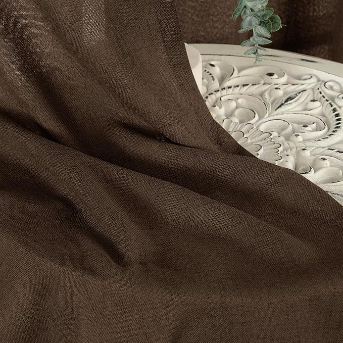 YoungsTex Linen Curtains 54 Inch Length for Living Room, Light Filtering Bronze Grommet Textured Window Drapes Privacy for Bedroom Living Room Decorative, Brown, 42 x 54 Inch, 2 Panels
