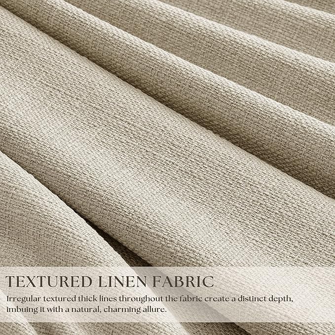 Oatmeal Pinch Pleated 100% Blackout Linen Curtains 100 Inch Length 2 Panels Pinch Pleat Curtains Black Out Light Blocking Room Darkening Drapes with Liner for Bedroom Living Room Window Cream Beige