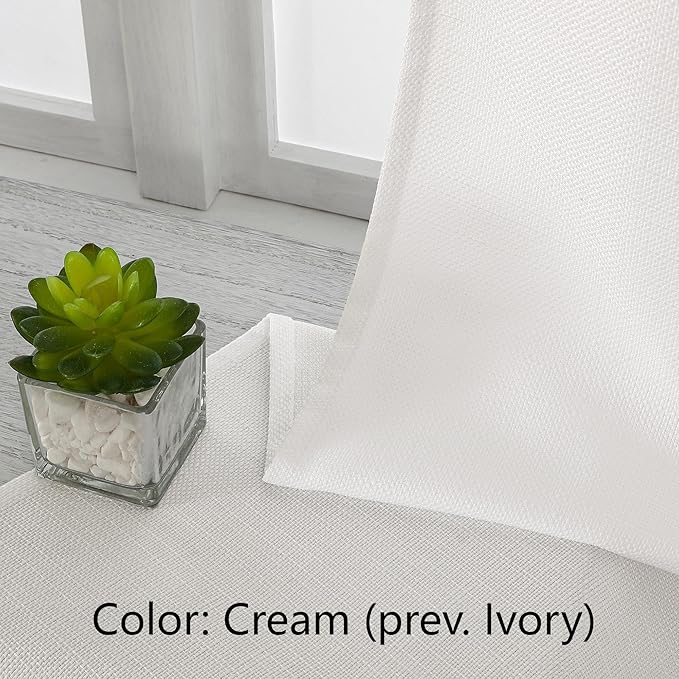 Chyhomenyc Light Filtering Curtains 84 Inch Length 2 Panels, Faux Linen Textured Soft Airy Privacy Yellowish Farmhouse Curtain Drapes for Living Room Bedroom, Each 40Wx84L Inches, Cream???prev. Ivory???