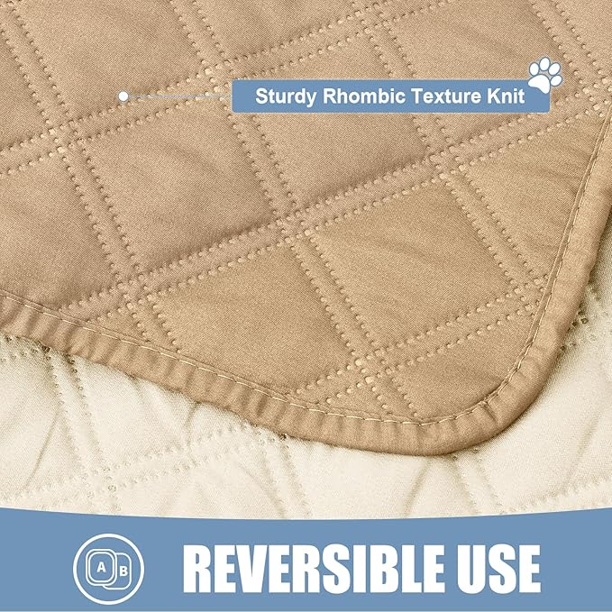 Smiry Waterproof Couch Covers for Dogs Washable, Reversible Pet Couch Covers for 3 Cushion Sofa Pet Friendly, Soft Sofa Furniture Protector for Dogs Cat Kids, Checkered (30"x60", Camel/Beige)