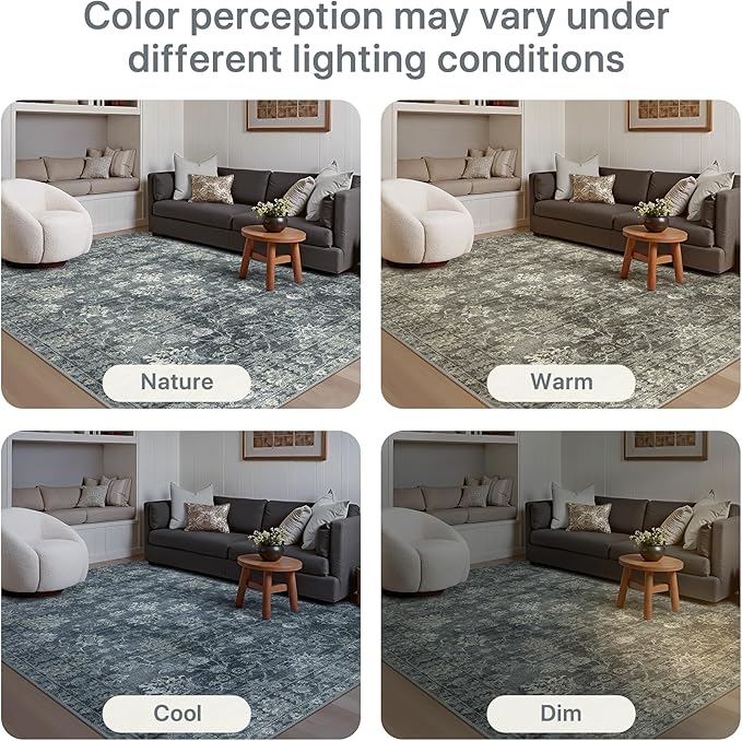 GENIMO Runner Rug for Hallways Machine Washable, 2x12 Non Slip Boho Vintage Lightweight Washable Runners, Thin Floor Rugs for Entryway Hallway Bathroom Laundry Room Corridor, Ashen Taupe