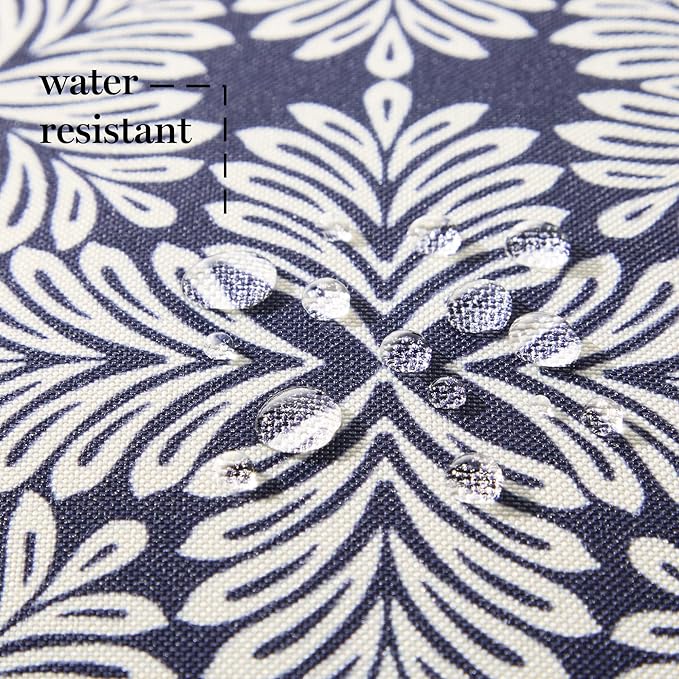 Martha Stewart Tulum Indoor Outdoor Decorative Pillow 2-Pack Set, UV Fade Resistant, Water Repellent, Printed Modern Design, Navy Blue, 18"x18"